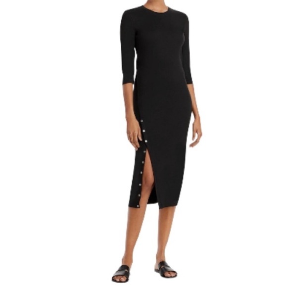 Theory Dresses & Skirts - Theory Button Hem Long Sleeve Ranmire Knit Midi Dress Size Large